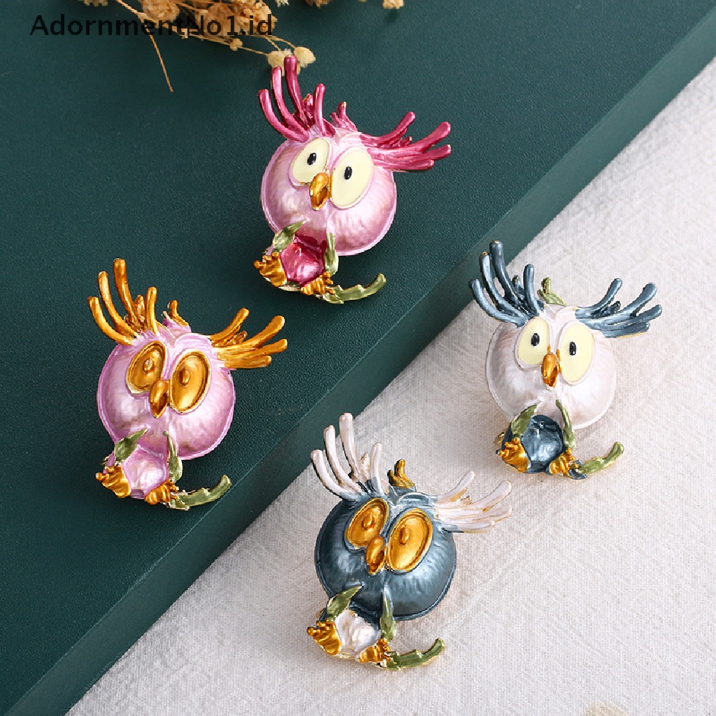 (AdornmentNo1) Bros Pin Enamel Desain Burung Hantu Hias Kristal Untuk Pesta Nikah / Hadiah