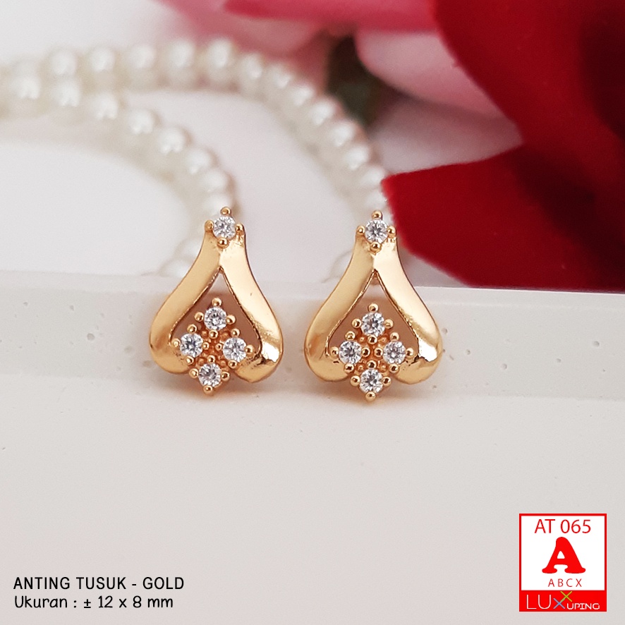 AT 065 Anting Tusuk Wanita Laris Perhiasan Imitasi Lapis Emas 18k Anting Xuping Merk Yaxiya Luxx Xuping