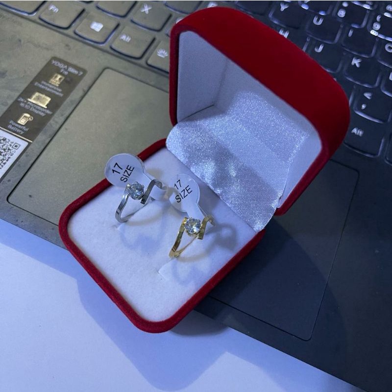 Cincin Titanium Mata Diamond Patri 2 Sisi model Korea solitare Stainless steel anti karat selamanya Fashion Ring
