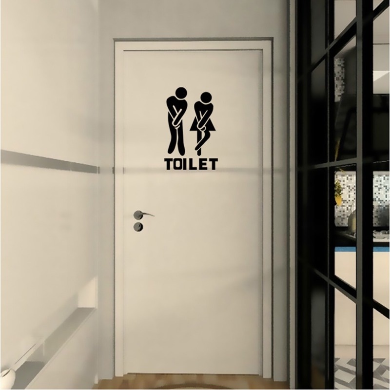 Stiker Pintu Toilet Ukuran 13x18cm Tahan Air Untuk Dekorasi Kamar Mandi