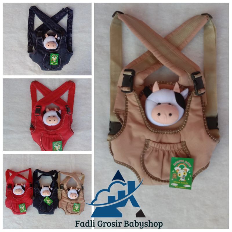 Gendongan Bayi Depan Ransel Topi Boneka Sapi