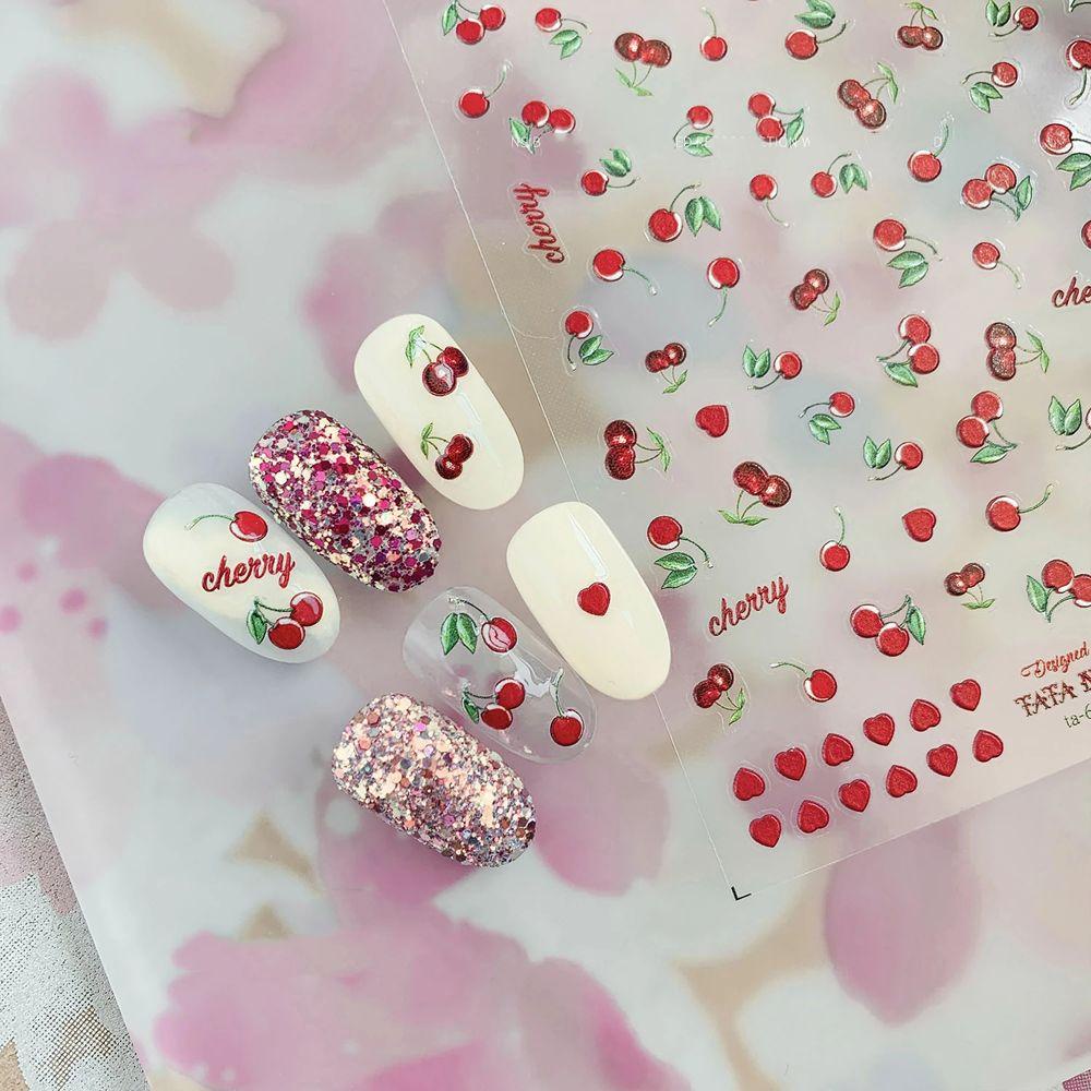 Stiker Kuku 3D Motif Buah Peach Gaya Jepang Untuk Dekorasi Nail Art