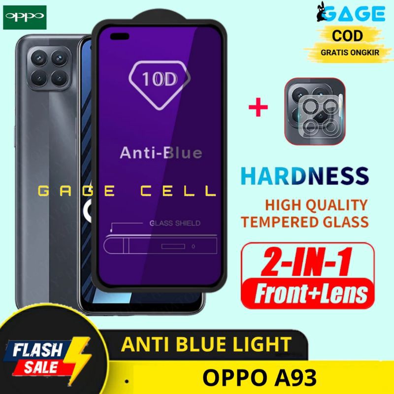 2IN1 TEMPERED GLASS ANTI BLUE LIGHT OPPO A93 - TG ANTIGORES FULL LAYAR KAMERA OPO A93 PREMIUM