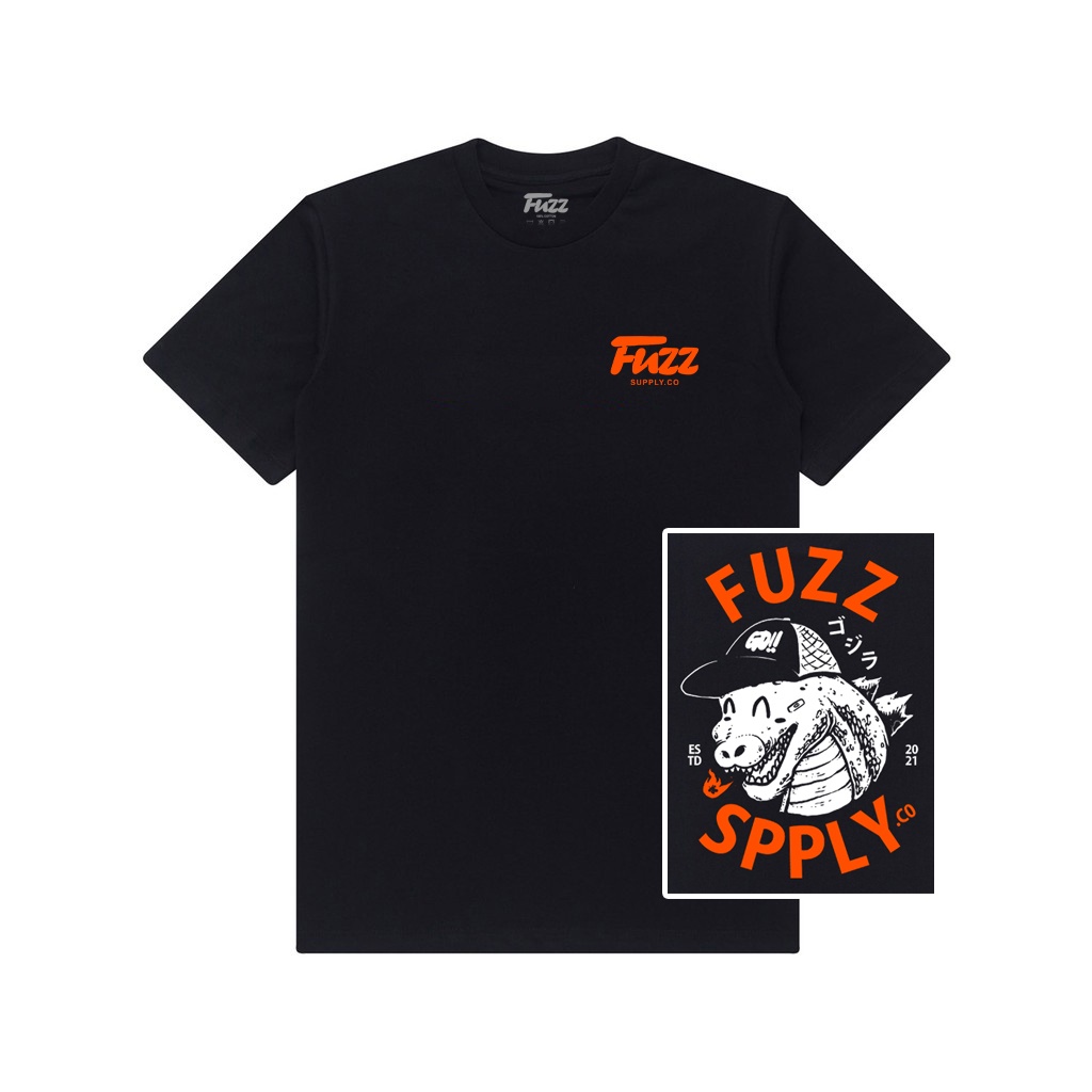 Fuzz T-Shirt Happy Godzilla Black