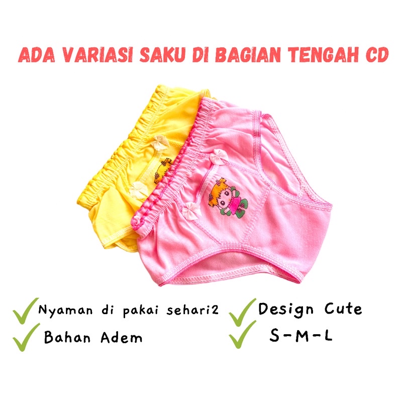 1 Lusin Celana Dalam Anak Perempuan Cewek Lusinan Katun / CD Boxer Anak Celana Dalam Bayi Perempuan