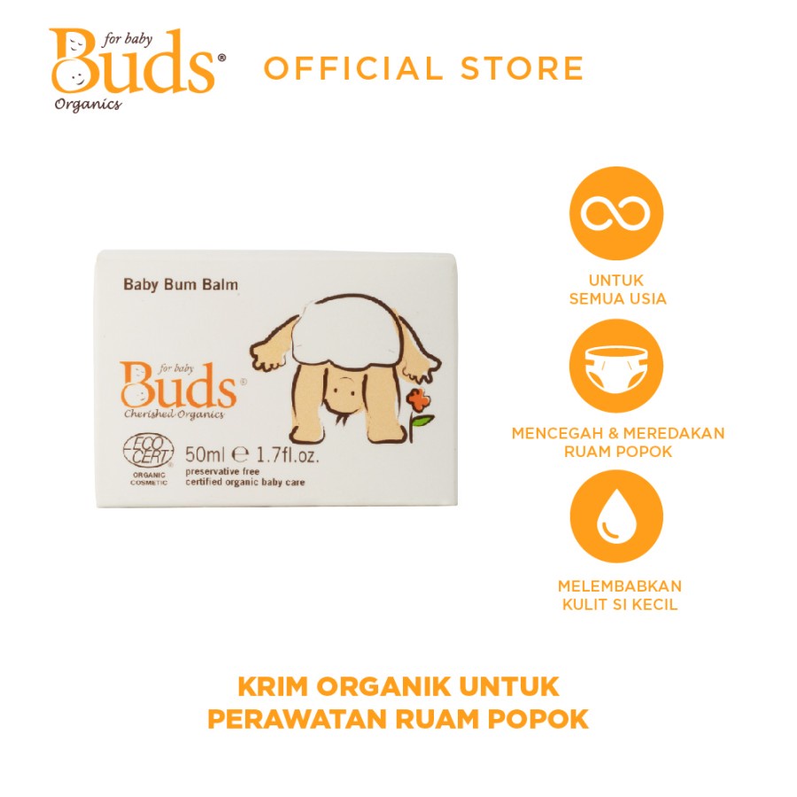 Buds Organics Baby Bum Balm Lotion Ruam Popok Pantat Bayi Anak