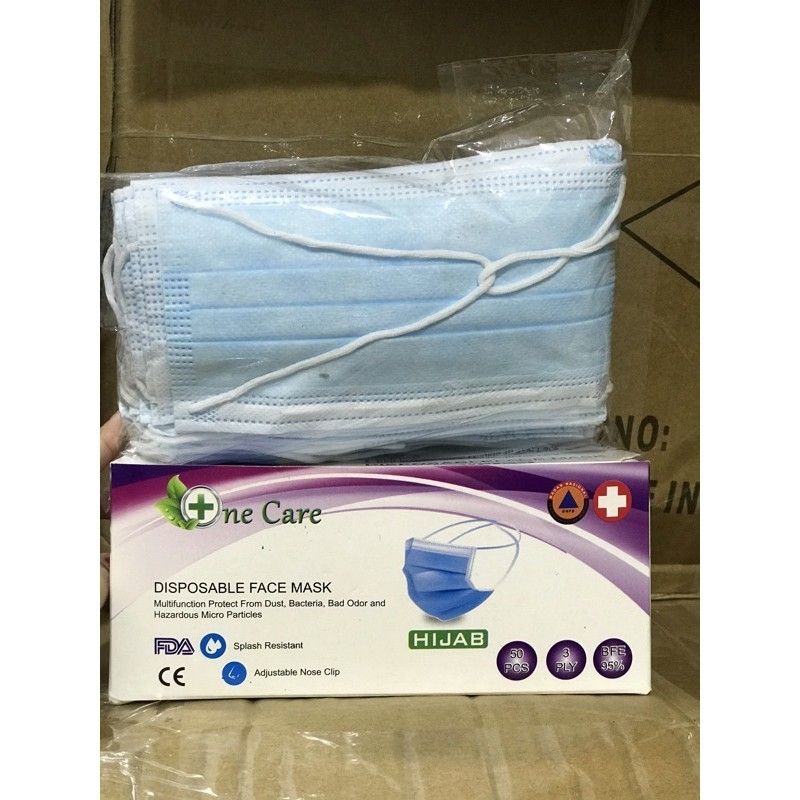 Masker one care headloop 3ply isi 50pcs
