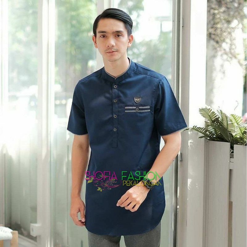 Baju Muslim Pria Koko Kurta Bahan Toyobo Impor Premium Motif Strip Saku