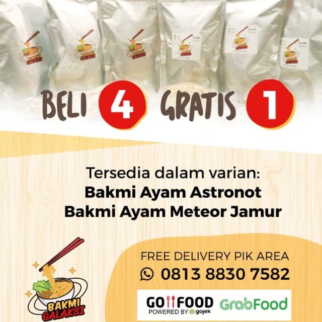 

4 Gratis 1 Bakmi Ayam Galaksi Kemasan No Pork No Lard