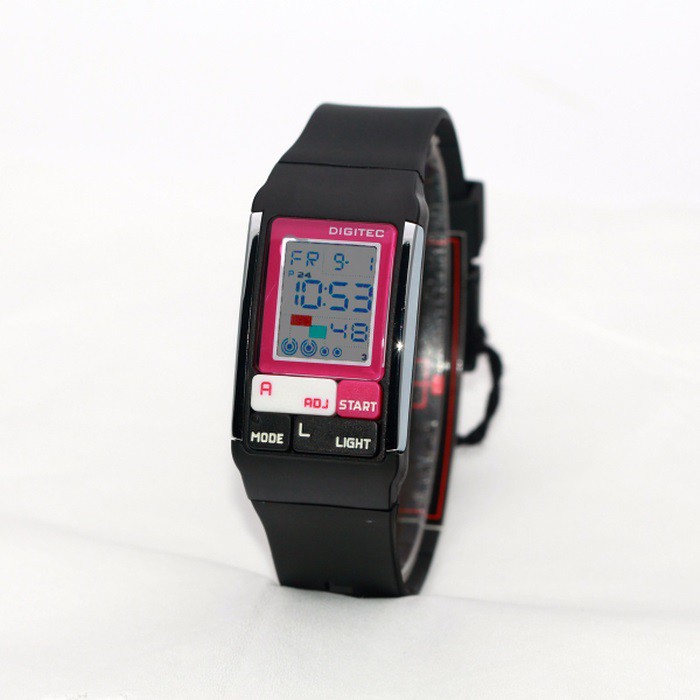 Jam Tangan Wanita Sport Digital DIGITEC DG-3005 T Poptone Hitam List Pink. Barang Original