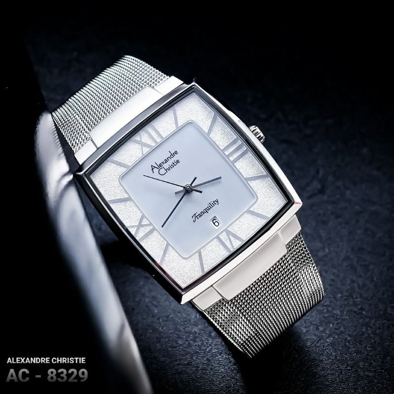 Jam Tangan Pria Merk Alexander Christie Original Type AC-8529 Stainless Baterai