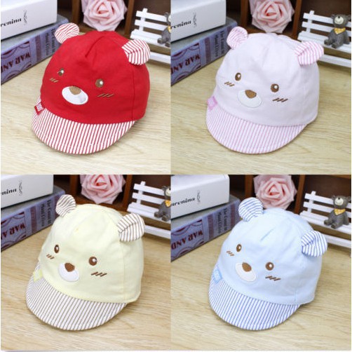 Topi Bayi Usia 3 - 12 Bulan IMPORT Motif Beruang - Topi Anak Bayi Bahan Adem Lembut Bagus