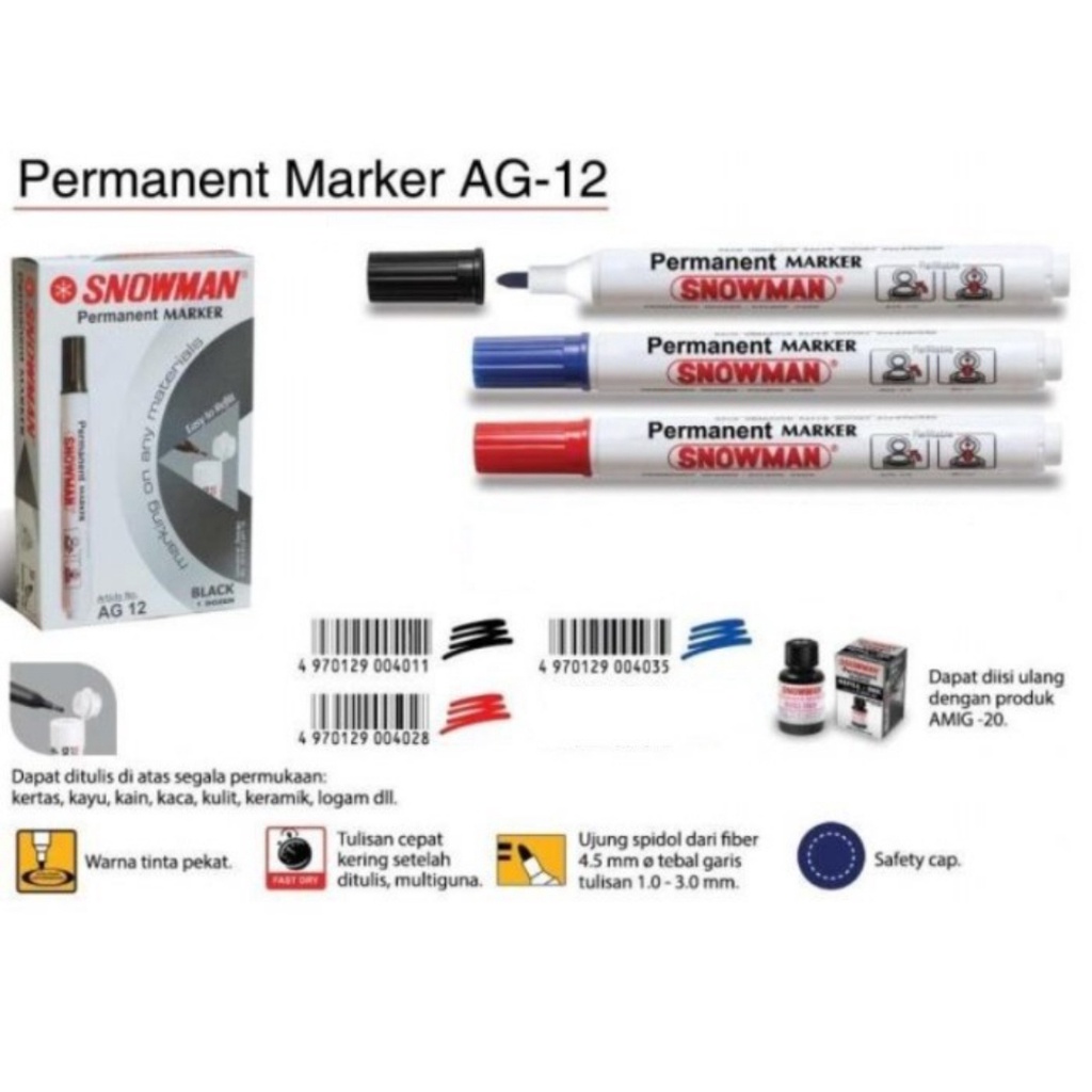 

HD Spidol SNOWMAN AG-12 Permanen/ Spidol Permanen