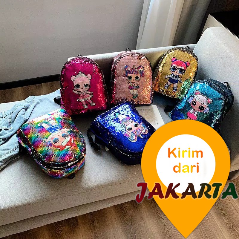 TAS IMPORT FASHION RANSEL SEQUIN 93159 LED LAMPU | Shopee