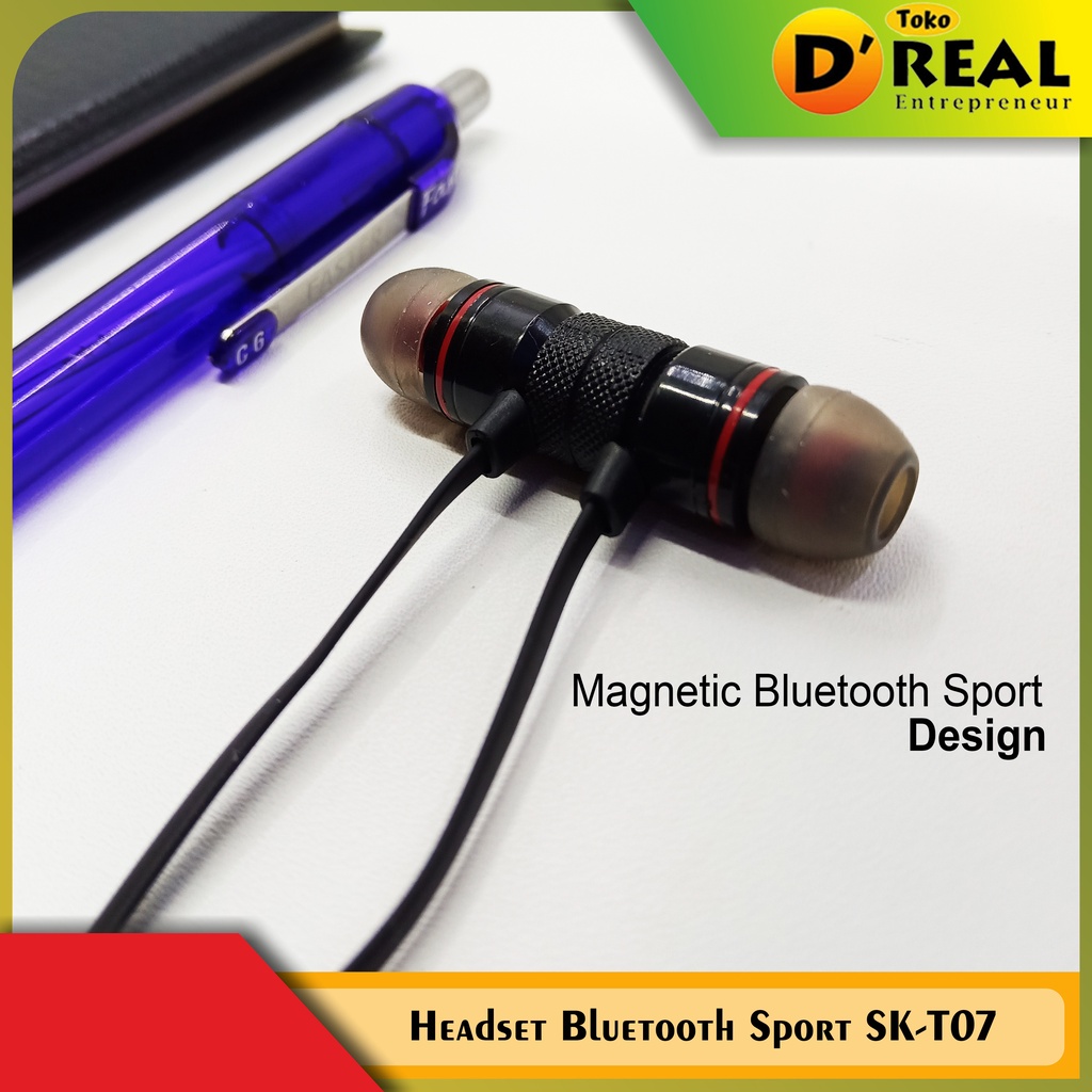 Handsfree Headset Earphone Bluetooth Sport SK-T07 / Headset Bluetooth Murah Berkualitas