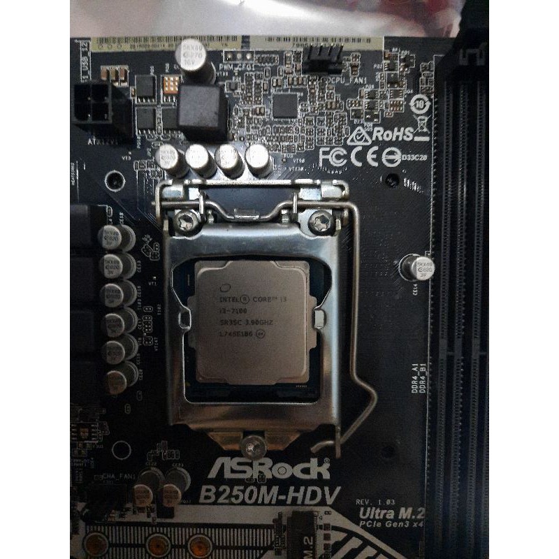 intel core i3 7100 + fan + mobo asrock b250m hdv