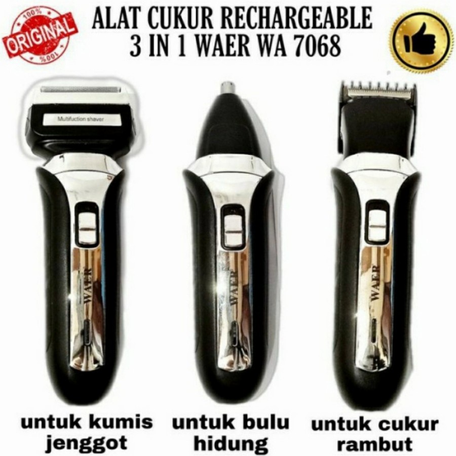 Promo Terbaru!!! Alat Cukur Wear  WA-7068 Rambut / Jenggot / Kumis  Dengan Mata Pisau Lengkap Dan Berkualitas Terbaik