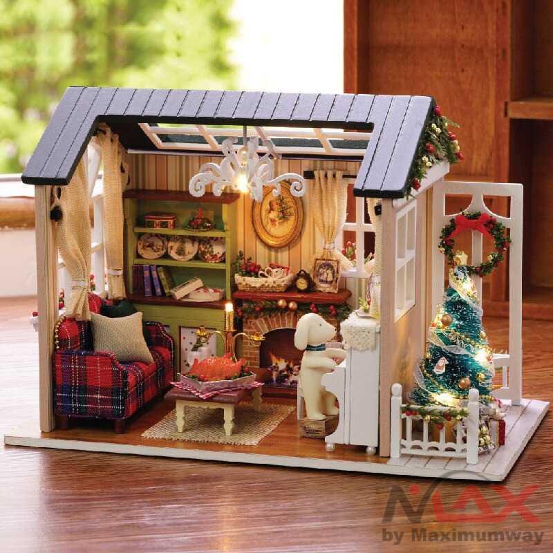 Merakit Rumah boneka cantik bisa untuk Pajangan semua anak pasti akan mendekat Miniatur Rumah Boneka 3D DIY 1:24 - 8009A Warna Mix Warna Diy Miniatures Dollhouse Kits Wooden Miniature House Kit Birthday  Roombox Doll House Furniture Set