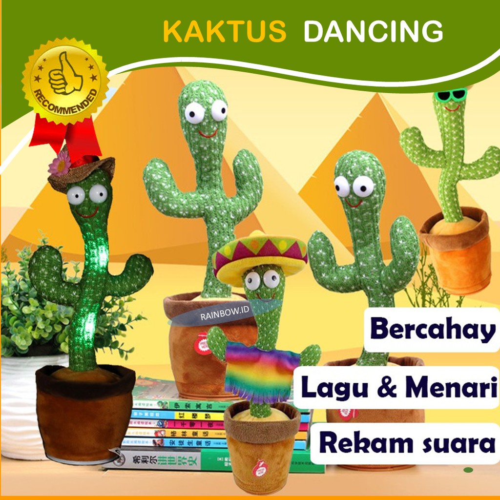 Mainan Anak Laki Kaktus Toys Dancing Cactus Joget Bisa Ngomong Rekam Suara Kaktus Joged Boneka Pinta
