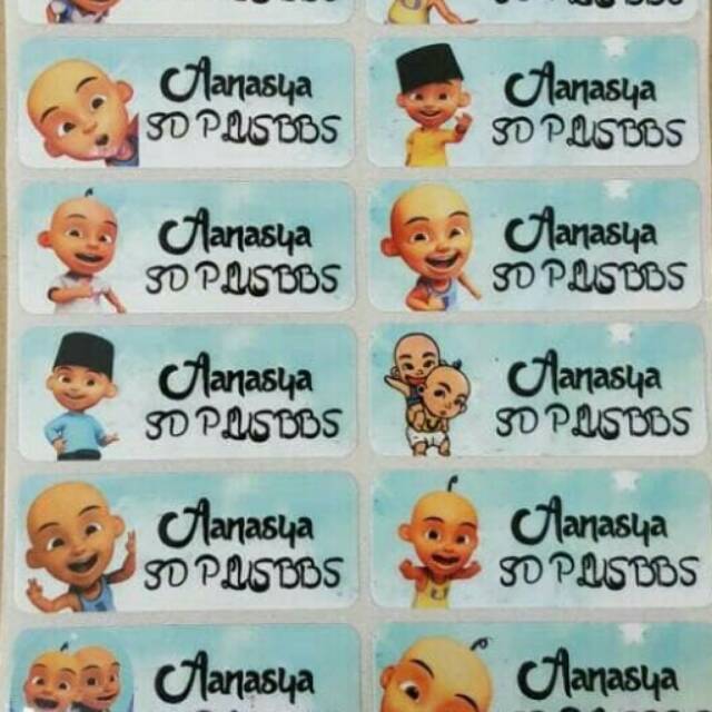 

label nama waterproof / stiker anti air Ipin Upin.