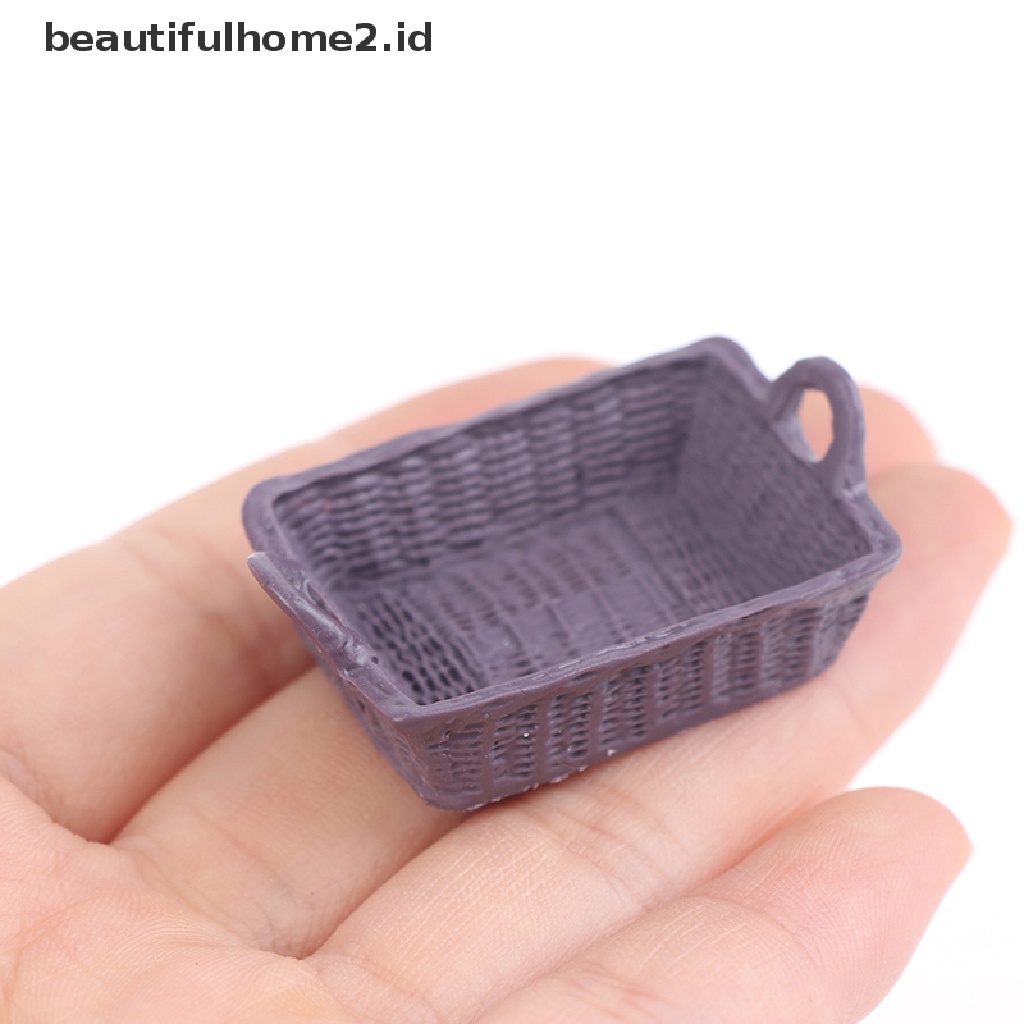 [beautifulhome2.id] 1/12 Dollhouse Miniature Mini Resin Storage Basket Model Accessories Toys ID