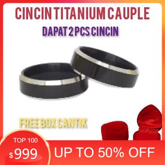 Cincin Couple / Pasangan untuk Tunangan / Nikahan dapat 2 Pc Titanium Stainless Steel