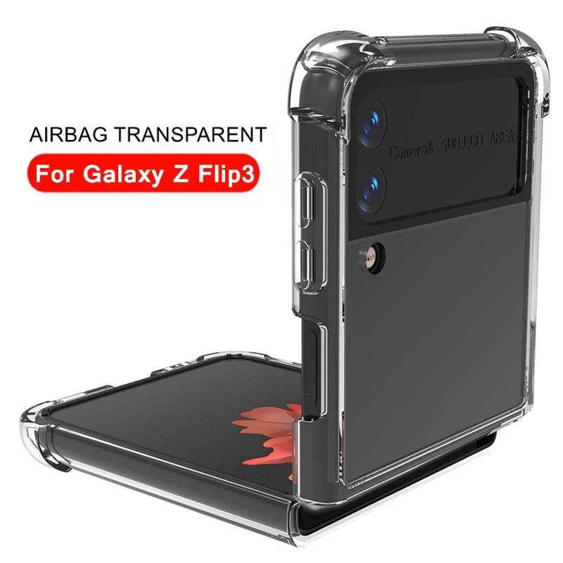 Cover Handphone TPU+PC Airbag Shockproof Case Shell Transparan Untuk Samsung Galaxy Z Flip3