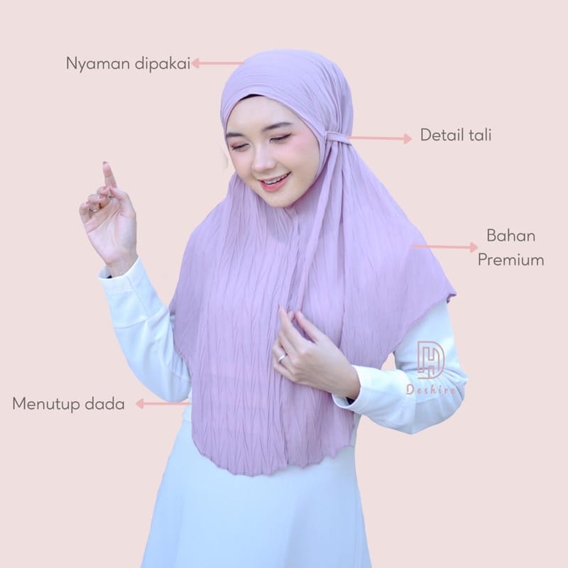 Bergo maryam plisket padi bahan ceruty / Kerudung Geblus Plisket Tali Sehari-hari