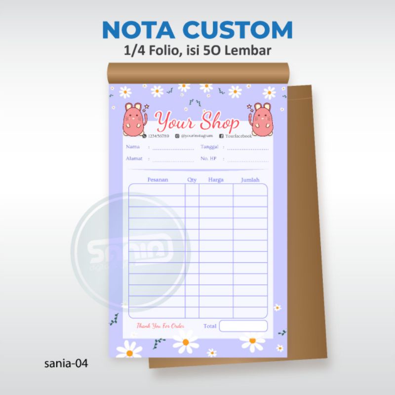 

NOTA CUSTOM ECERAN MURAH Sania 04