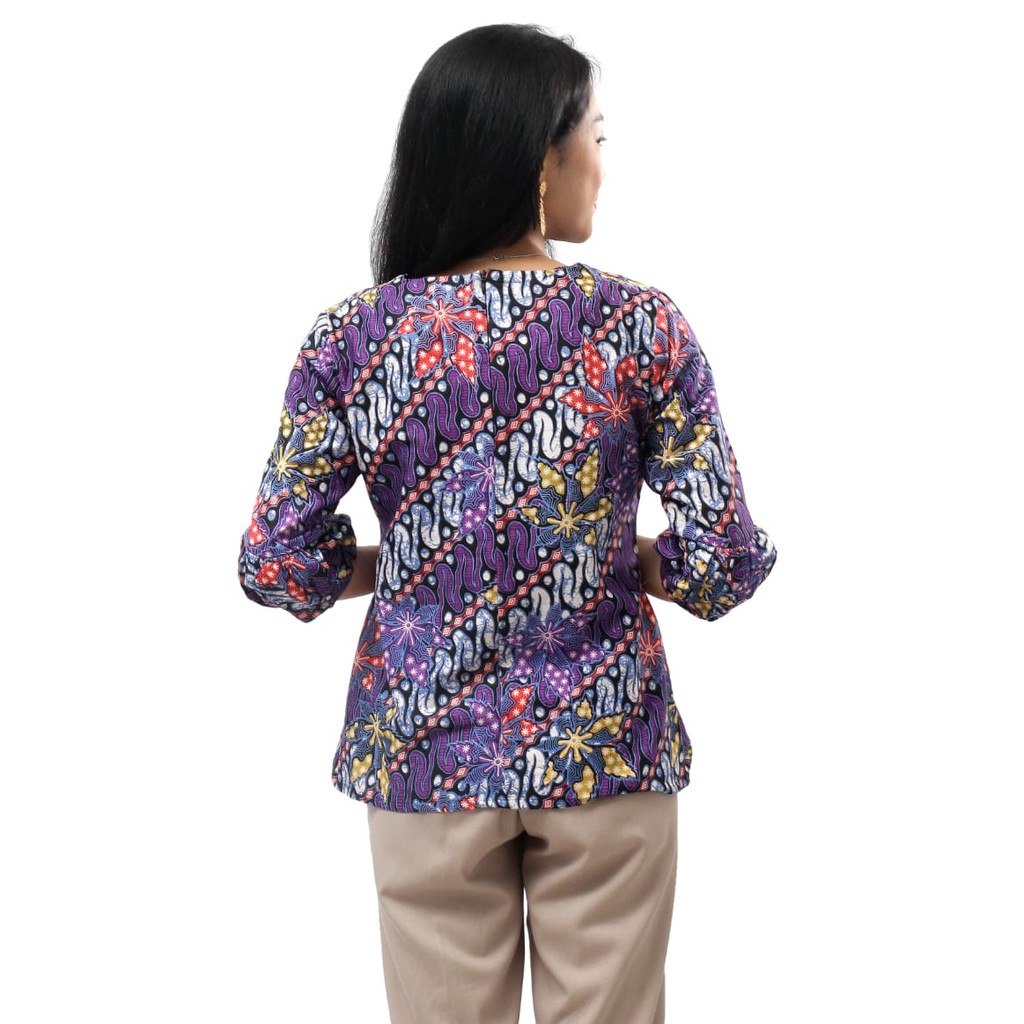 Glorya - Blouse Batik lengan balon Size S-M-L-XL-XXL-3L-4L-5L Batik Dua Putri Collection