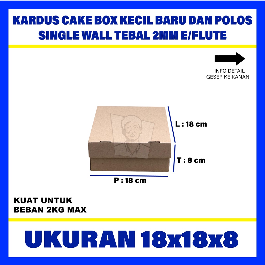 

Cake Box / Kardus Karton Box Kue Polos Uk 18x18x8