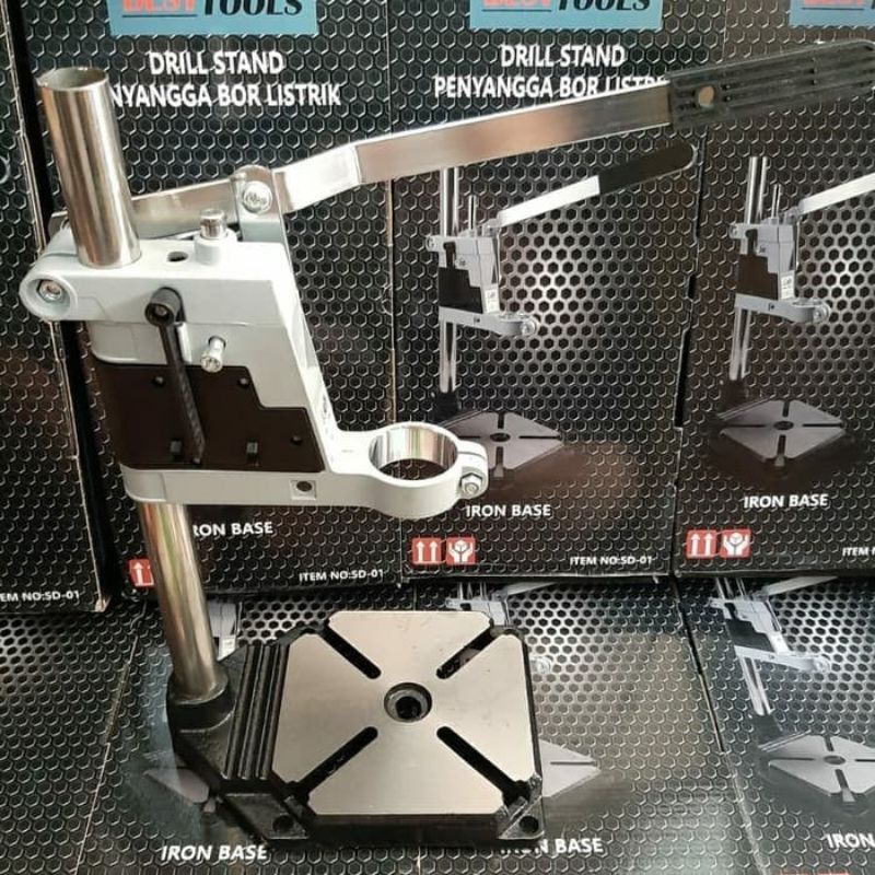 Dudukan Bor Alas Besi Solid Drill Stand Penyangga Mesin Bor Listrik