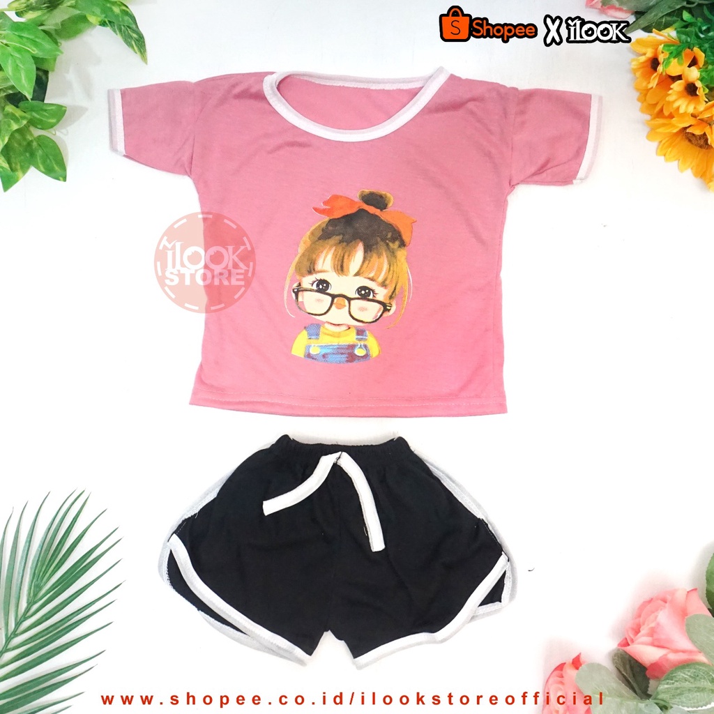 ilook | Setelan baju playful colour anak combi 1 | setelan anak polos | setelan unisex | Set Glasess