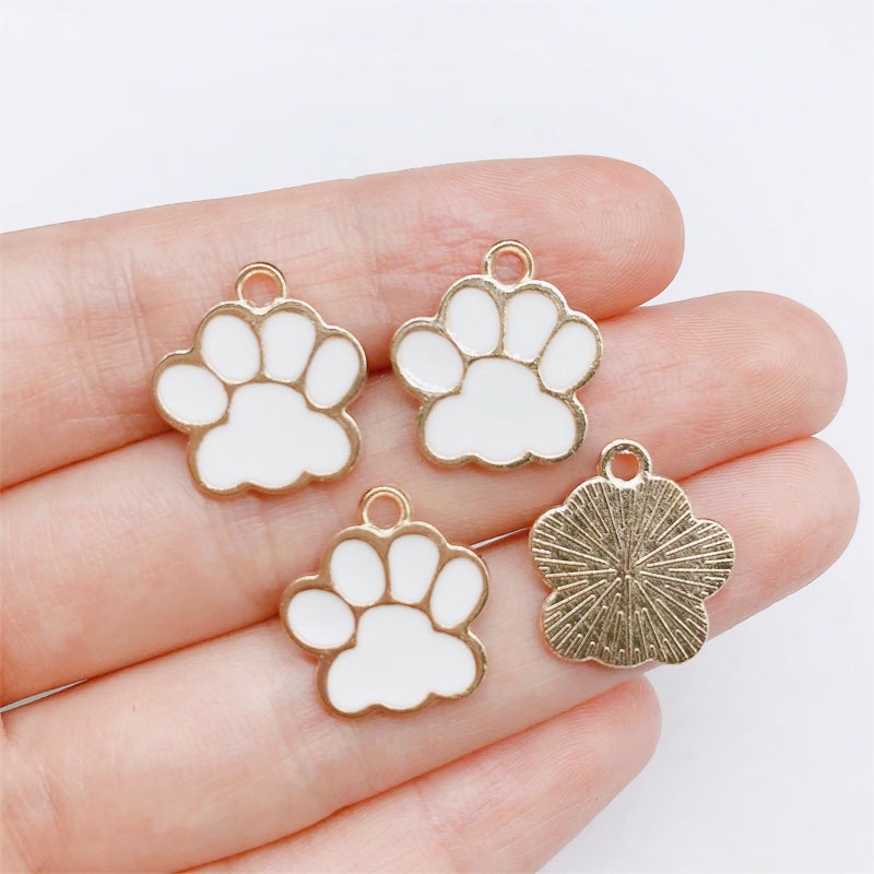 4pcs Liontin Enamel Bentuk Kaki Hewan Bahan Alloy Handmade Untuk Membuat Perhiasan