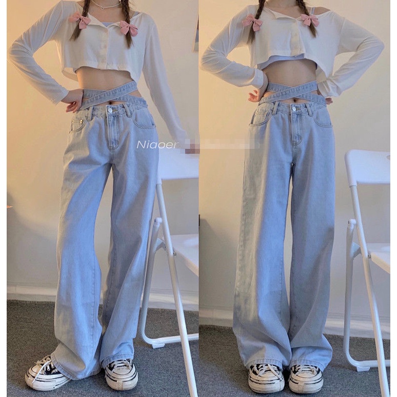 Nico##JEANS NEW DESIGN HIGHWAIST IMPORT CELANA PANTS WANITA CEWEK CULLOTE BAGGY DENIM