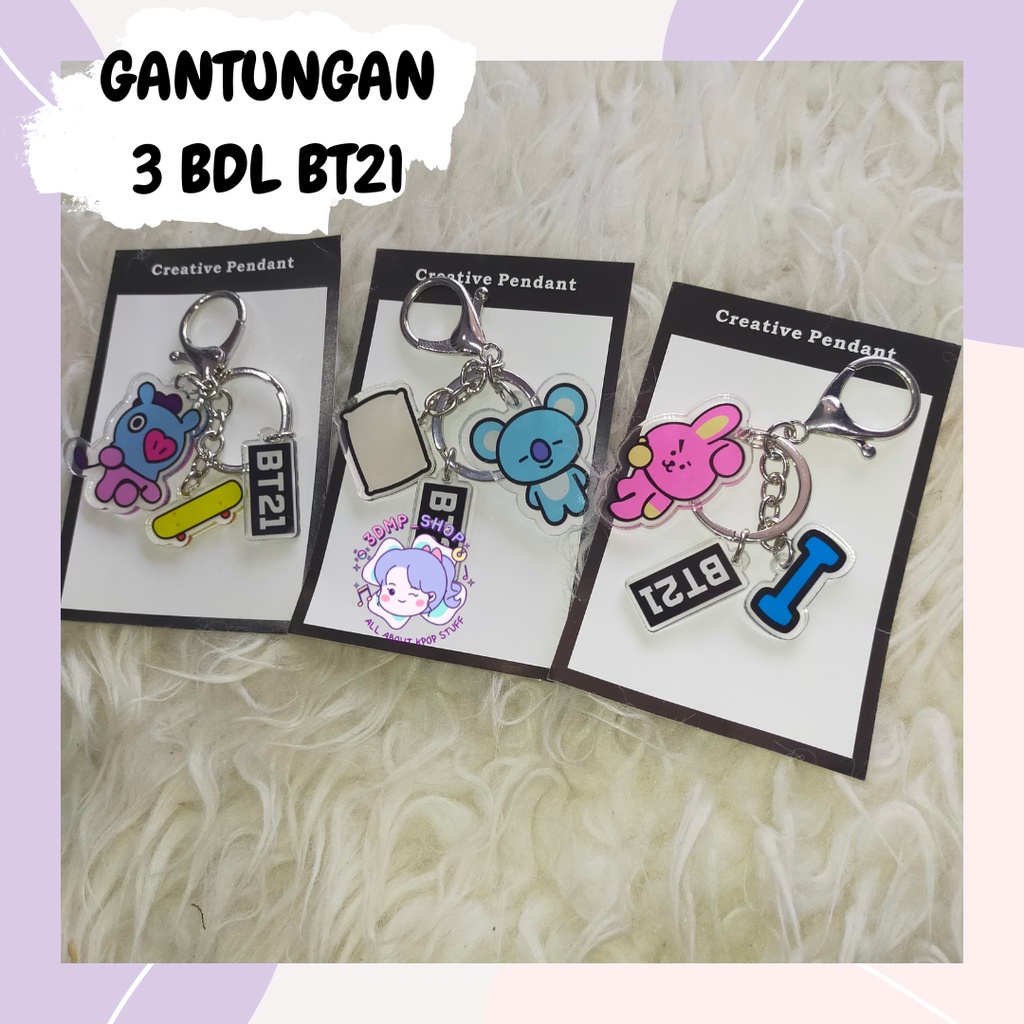 Gantungan Kunci Ganci Keychain BT21 3 bandul