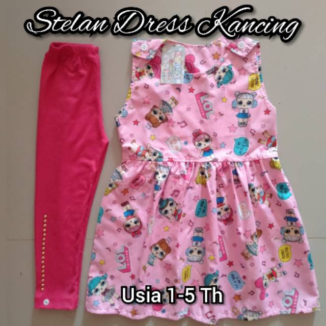 Stelan Dress Kancing (Pilih Motif)