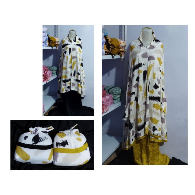 Mukena Hadramaut Yaman Atas Bawah + Lengan Motif Premium