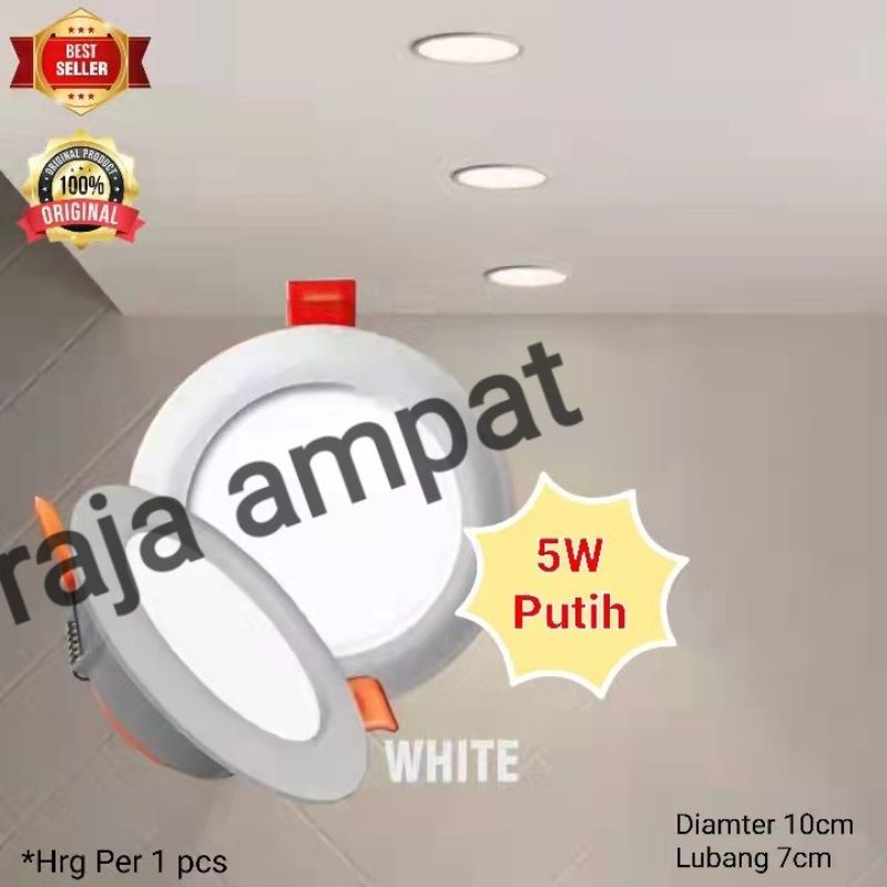 Lampu Downlight Led Murah 5w  1 warna Cahaya Putih /Cahaya Kuning