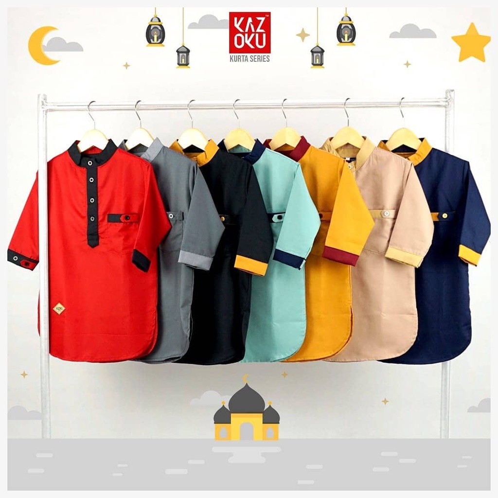 KEMEJA KOKO KURTA SERIES POLOS USIA 4-10 TAHUN