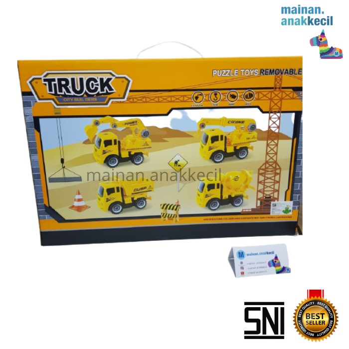 MAINAN ANAK KONSTRUKSI MOBIL MOBILAN TRUCK TRUCK SET TERDIRI DARI 14 PCS