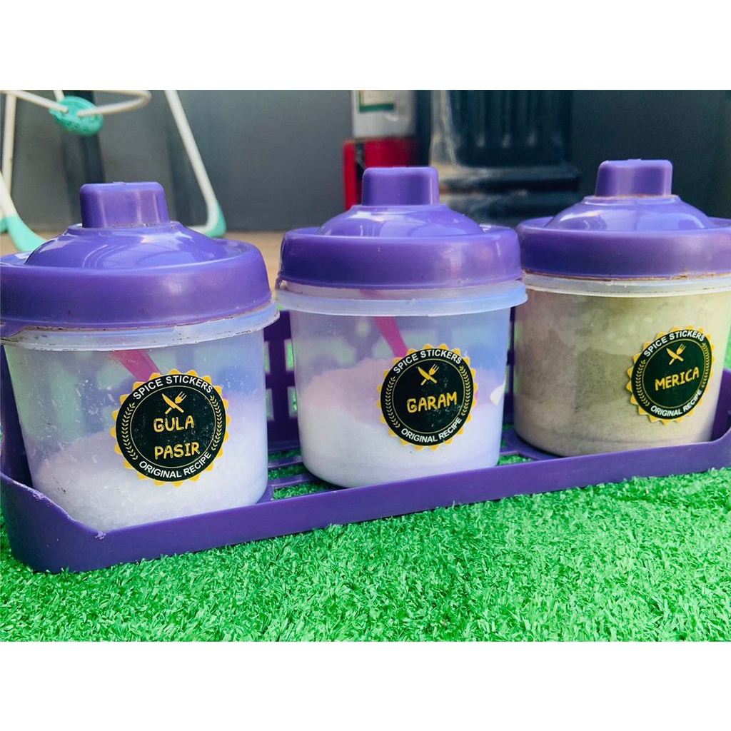 

12Pcs Sticker Label Nama Bumbu Dapur Stiker Pack Perlembar Bahan Vinyl Anti Air, Dan Anti Luntur