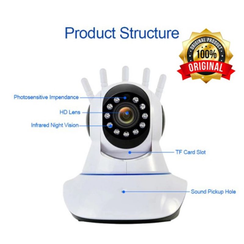 IP Camera CCTV Wireless 5 Antena Baby Cam Kamera Wifi Smart Night Vision HD 1080P