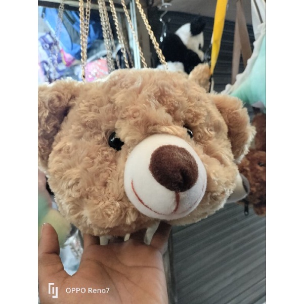 Teddy bear Tas slempang bulu flush Lembut Tas slempang Rantai lucu imut