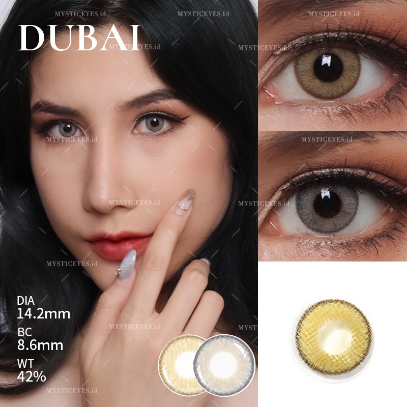 [✅COD] MYSTICEYES SOFTLENS DUBAI SERI LENSA KONTAK  BROWN / GREY NORMAL 14.2 MM