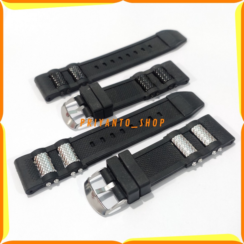 Tali karet Jam Tangan 24mm Rubber Strap Watch Bend Fashion Hitam 24mm Mantull Bagus