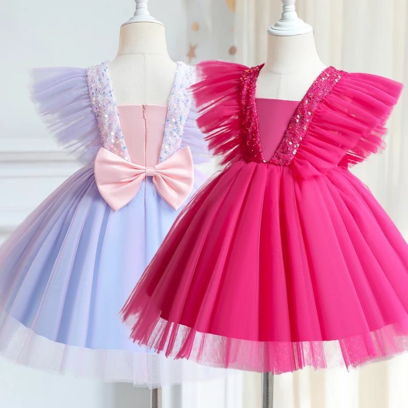 dress sayap rumbai baju anak perempuan baju pesta ulang tahun