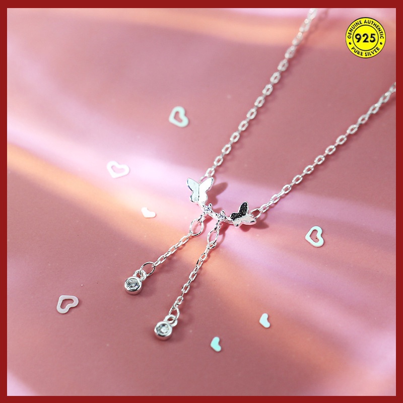 Kalung Desain Pita Bahan S925 Silver Untuk Wanita