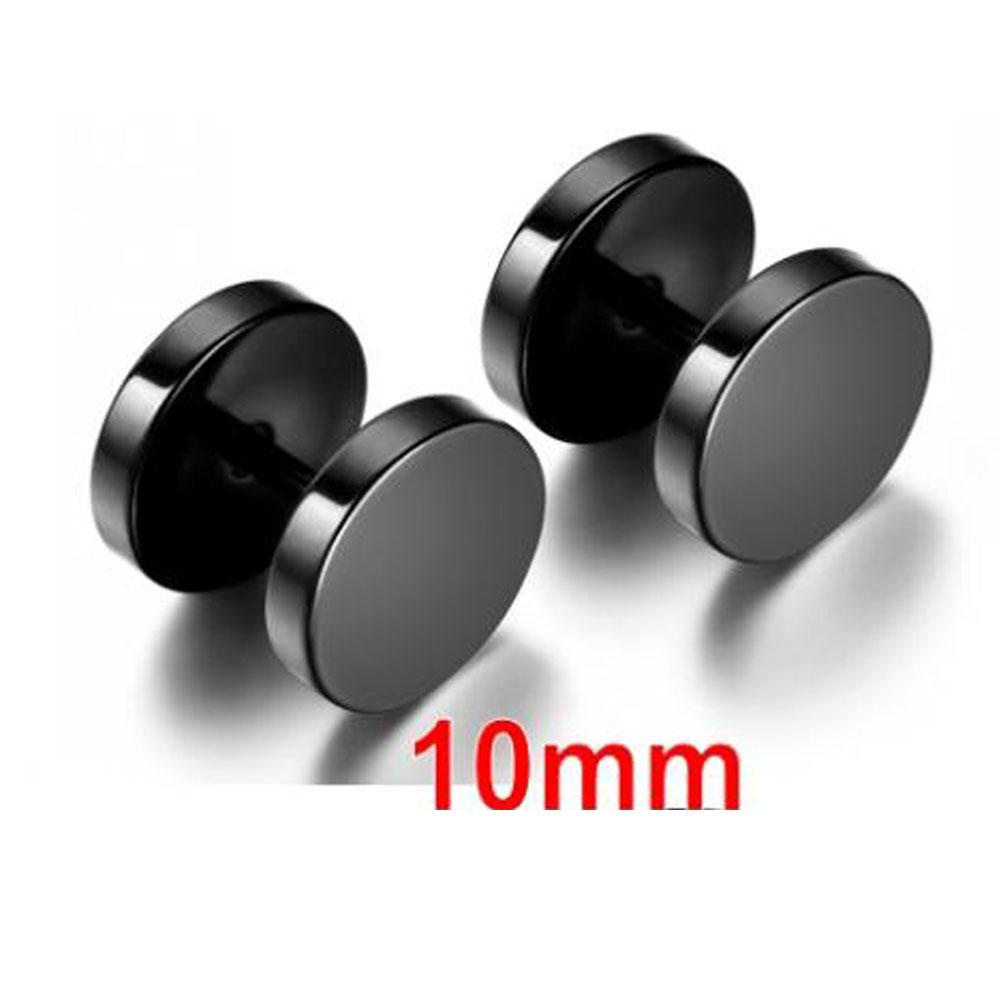 Lily 1pasang Anting Tusuk Bentuk Bulat Hitam Bahan Stainless Steel Cheater Plugs