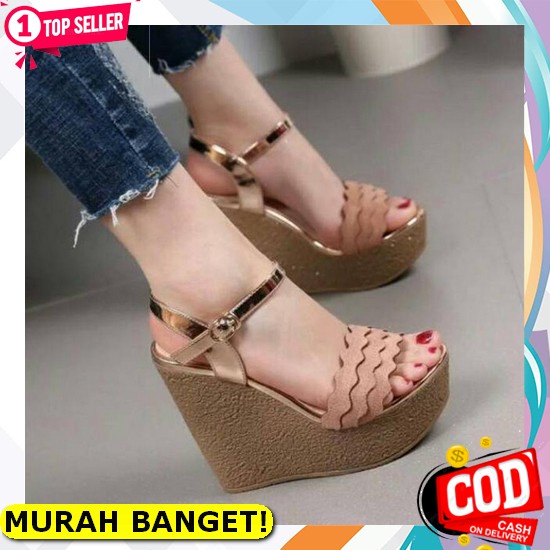 Sepatul Wedges Wanita Cewek Cewe Murah Import Branded Cantik Lo188 Sandal Wedges Wanita Slop Gc W Ab